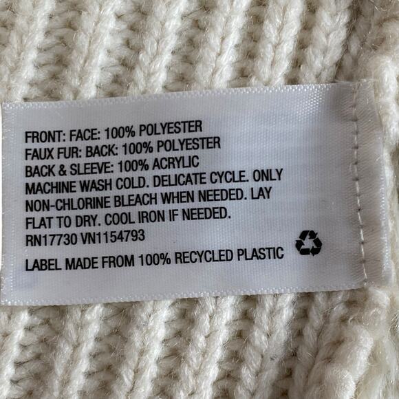 Knox Rose Vegan Suede Sherpa Open Cardigan Cream Sweater Small Boho Cowgirl - Picture 4 of 16